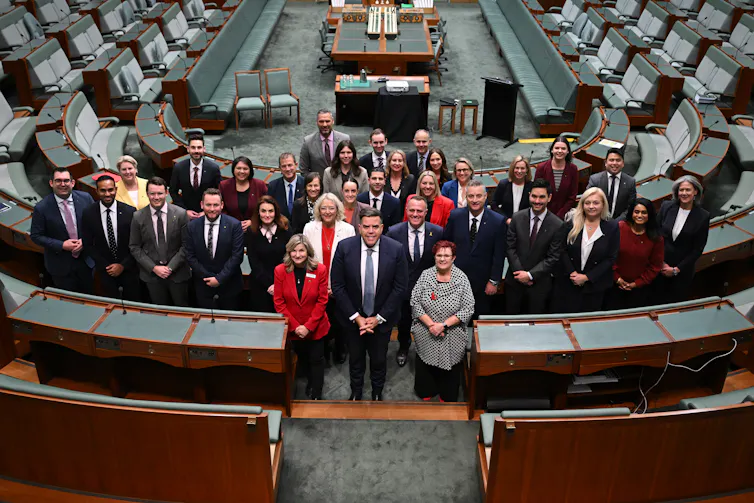 A group photo of new politicians in Australia's House of Representatives.