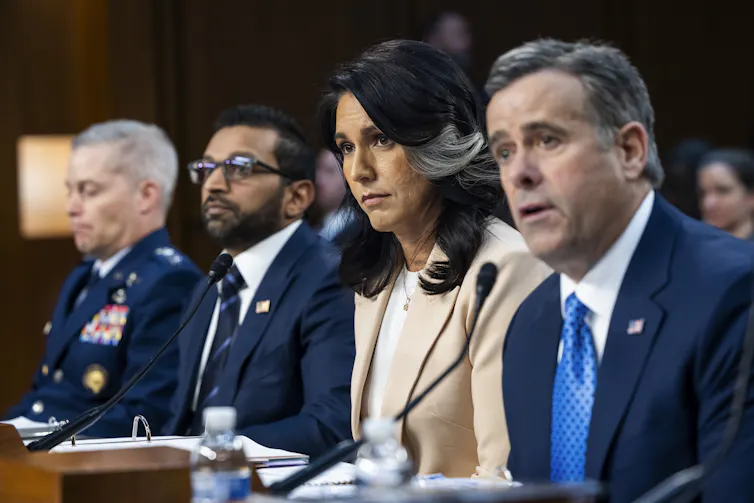 Congress has a chequered history of overseeing US intelligence and national security 1 Timothy Haugh, Kash Patel, Tulsi Gabbard and John Ratcliffe testify before a Senate intelligence committee.