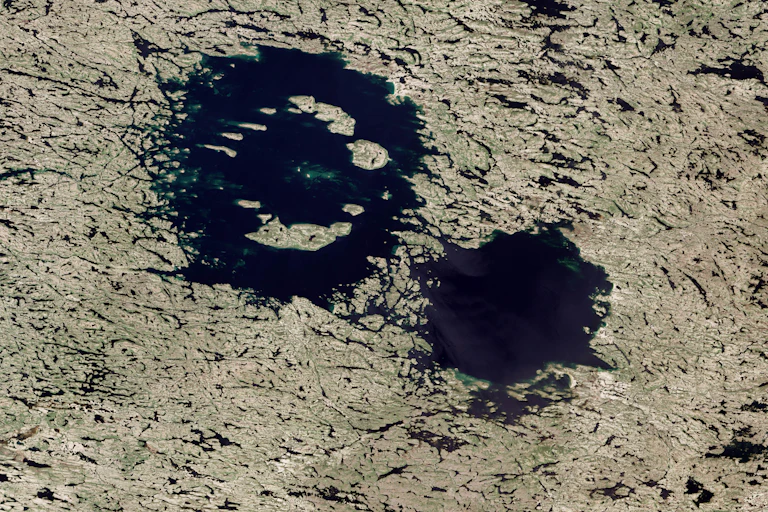 a satellite image showing two circles next to each other