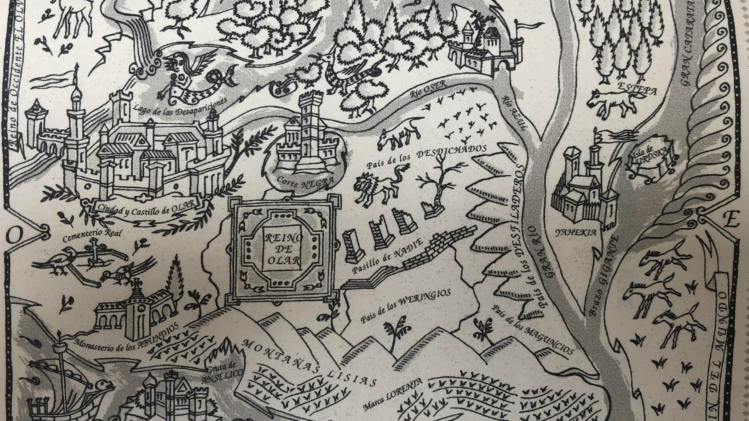 Mapa del reino de Olar que se incluye en 'Olvidado rey Gudú'.
