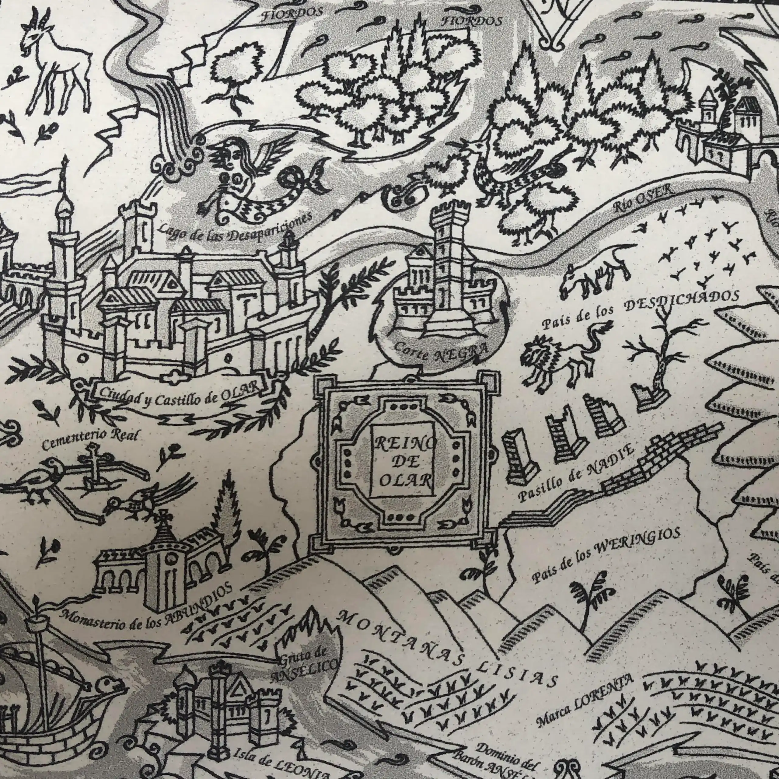 Mapa del reino de Olar que se incluye en 'Olvidado rey Gudú'.