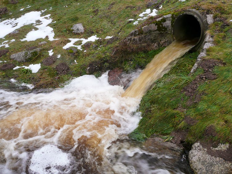 pollution from pipe out into environment