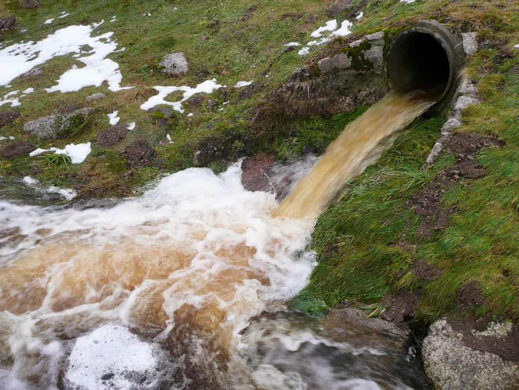 pollution from pipe out into environment