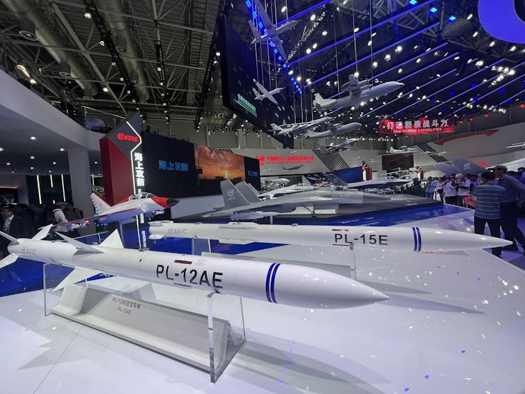 Missiles are put on display.
