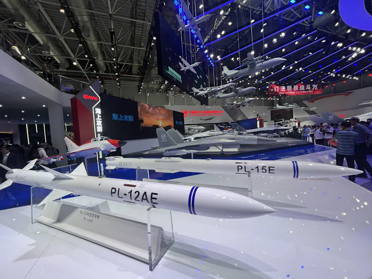 Missiles are put on display.