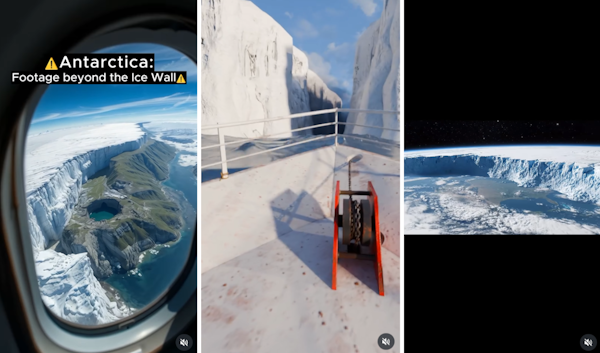 A ‘Muralha de Gelo’ supostamente localizada na Antártida. Reprodução