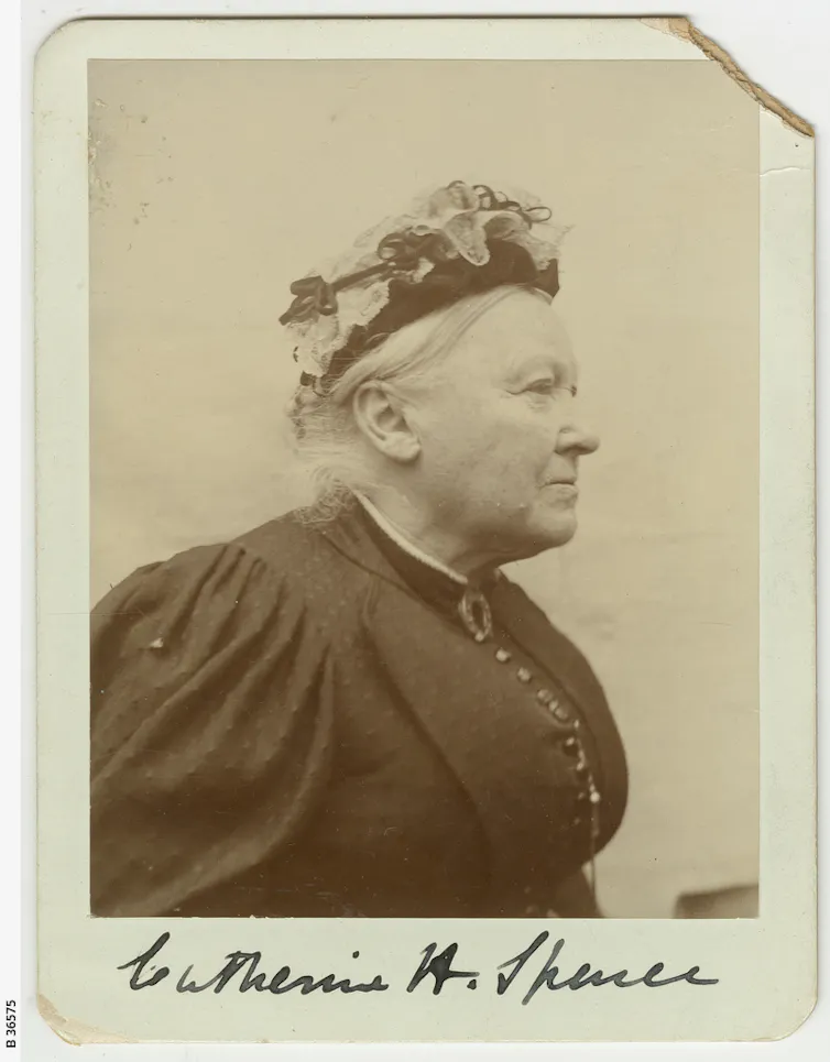 The side profile of a woman in the late 1800s
