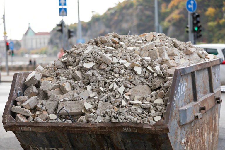A skip full of rubble