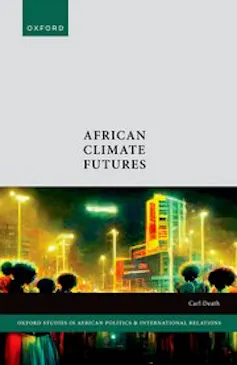 Book cover featuring an illustration of a crowd in silhouette against a neon city backdrop.