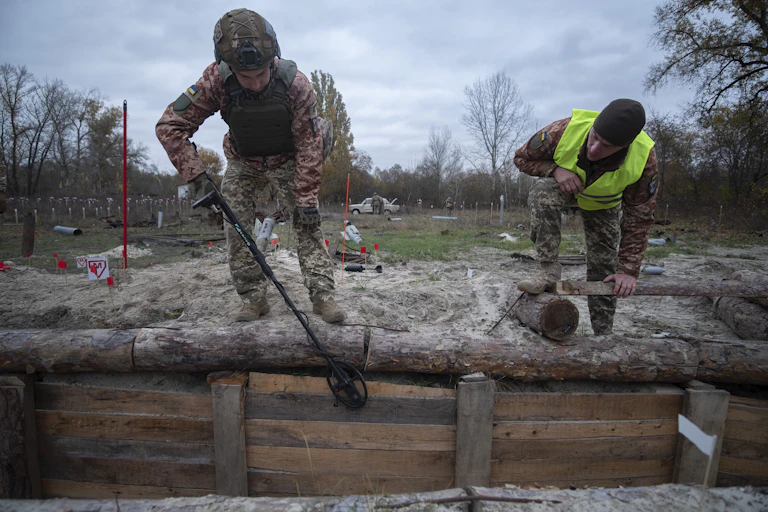 Sappers train at mine clearance, Ukraine, November 2024.