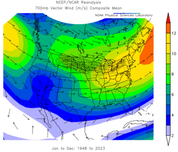A U.S. map shows wind pattern and the source of pollution to the Adirondacks.