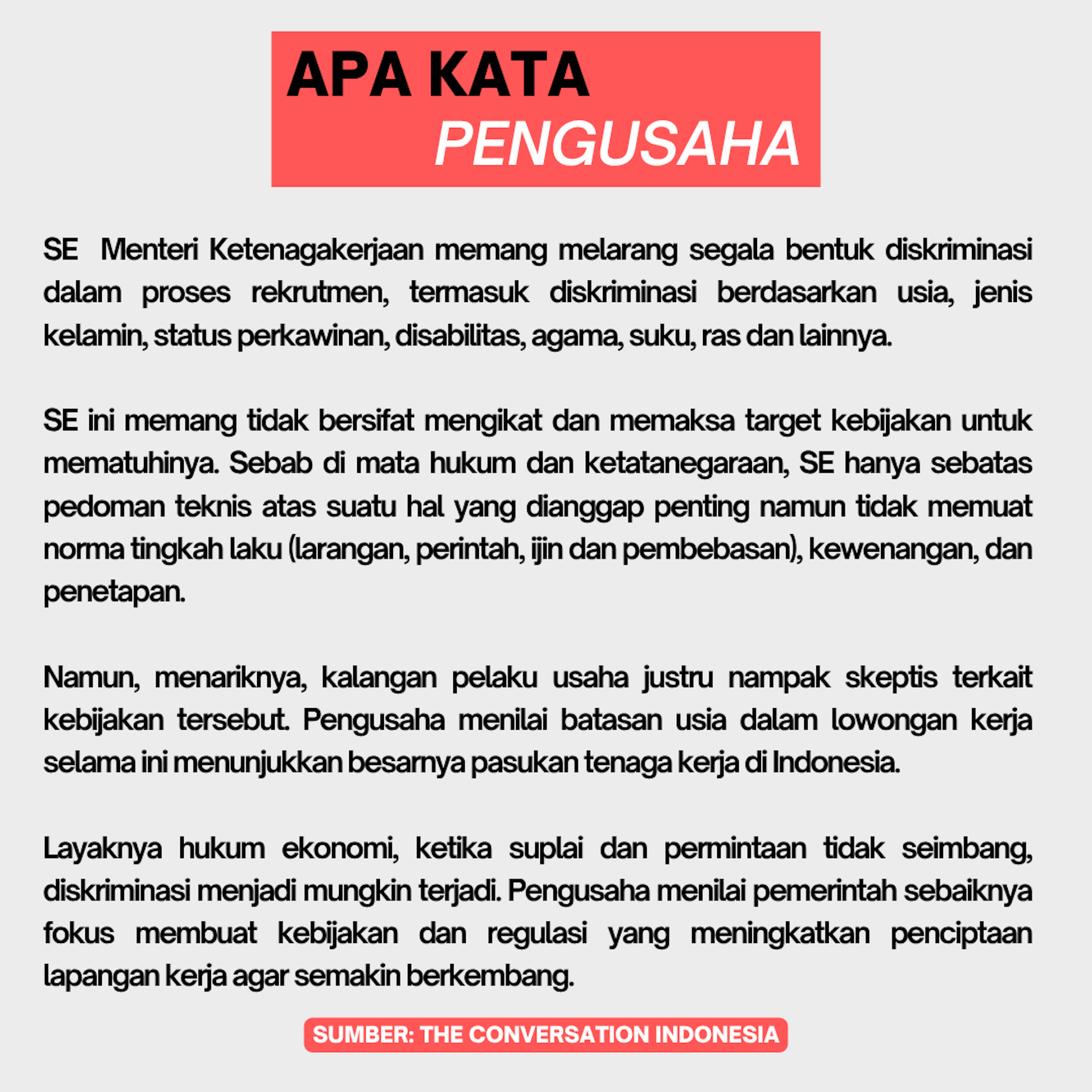 Langkanya lapangan pekerjaan in this economy versi pengusaha
