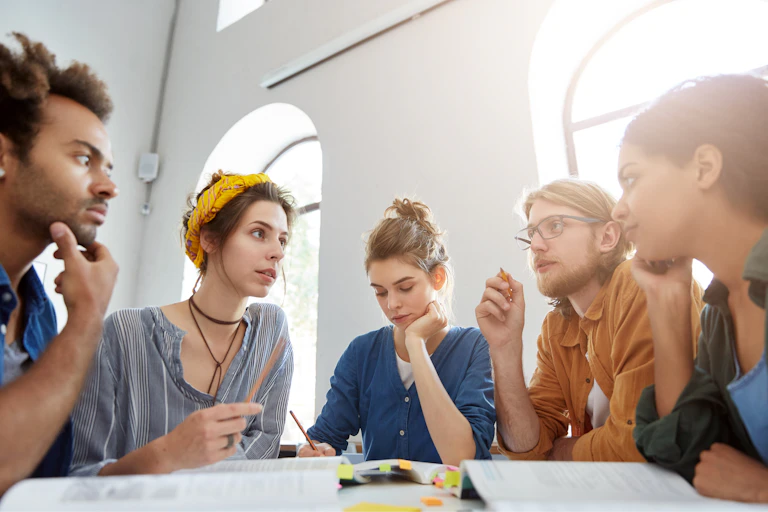 Students in discussion group