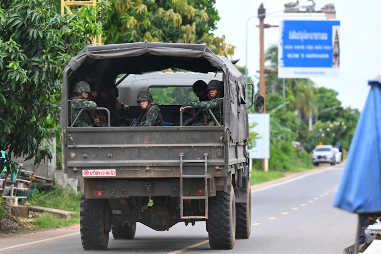 A truck transporting Thai troops.