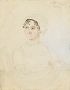 A drawing of Jane Austen by her sister, Cassandra.