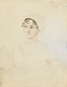 A drawing of Jane Austen by her sister, Cassandra.