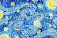 swirls of painted starry night sky blue and yellow