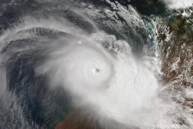 cyclone seen from satellite.
