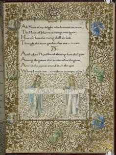Poem decorated with leaves and gold