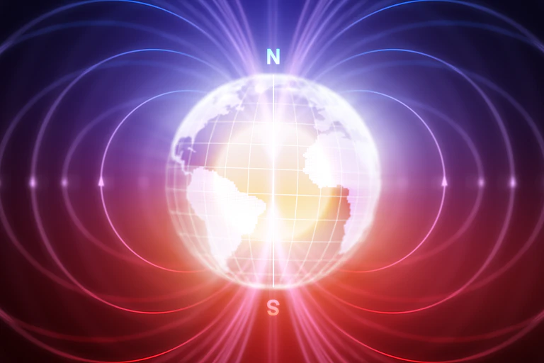 Concept image of earth's magnetic fields