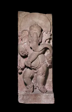 Sandstone figure of Ganesha from Uttar Pradesh, India.