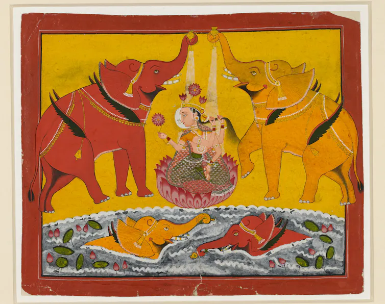Gaja-Lakshmi ('Elephant Lakshmi') goddess of good fortune, about 1780