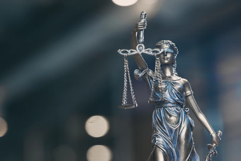 Closeup of justice statue