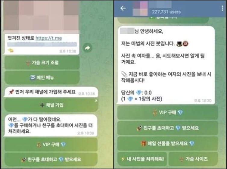 Screenshots of Telegram channels.