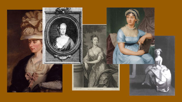 (L-R) Frances Burney, Eliza Haywood, Jane Collier, Jane Austen and Sarah Scott