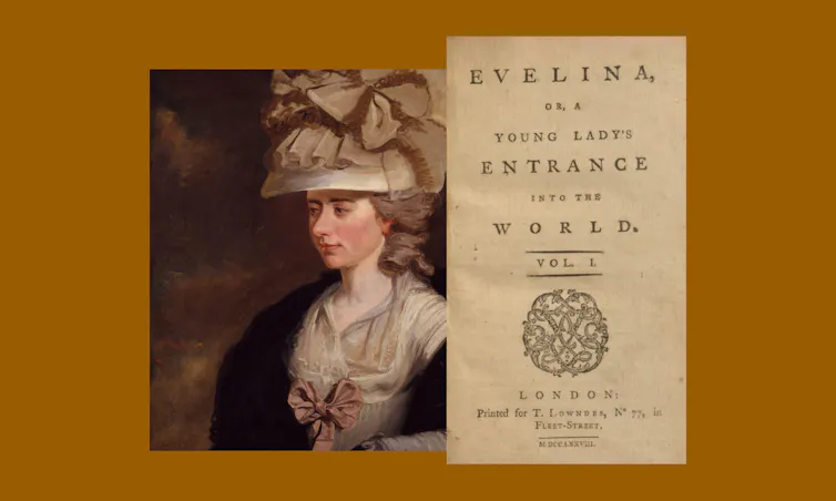 Frances Burney and a page from Evelina