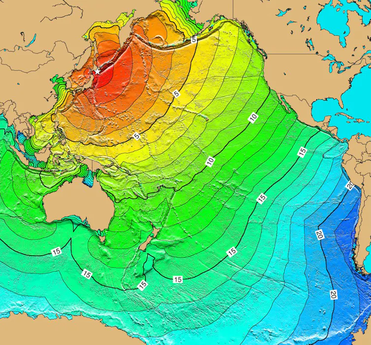 Shaded map of the Pacific
