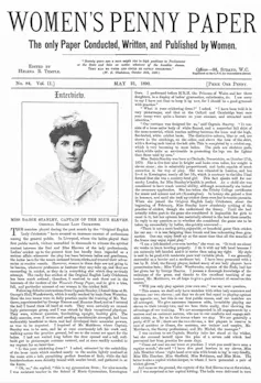The front page of Women's Penny Paper with the interview with Daisy Stanley.