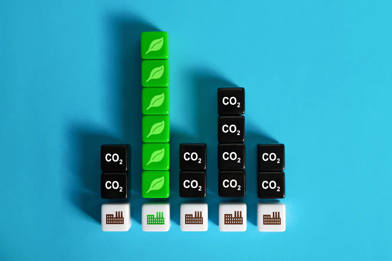 Dessin de logos de feuille verte et de logo avec CO2