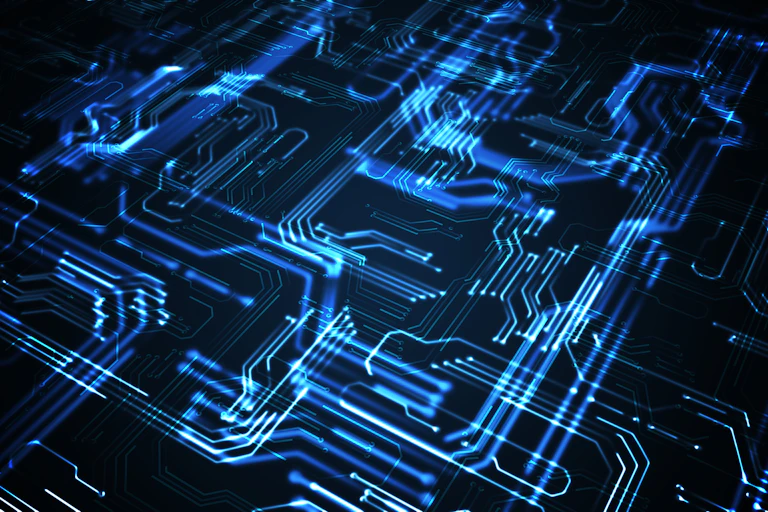 Abstract glowing electronic circuit