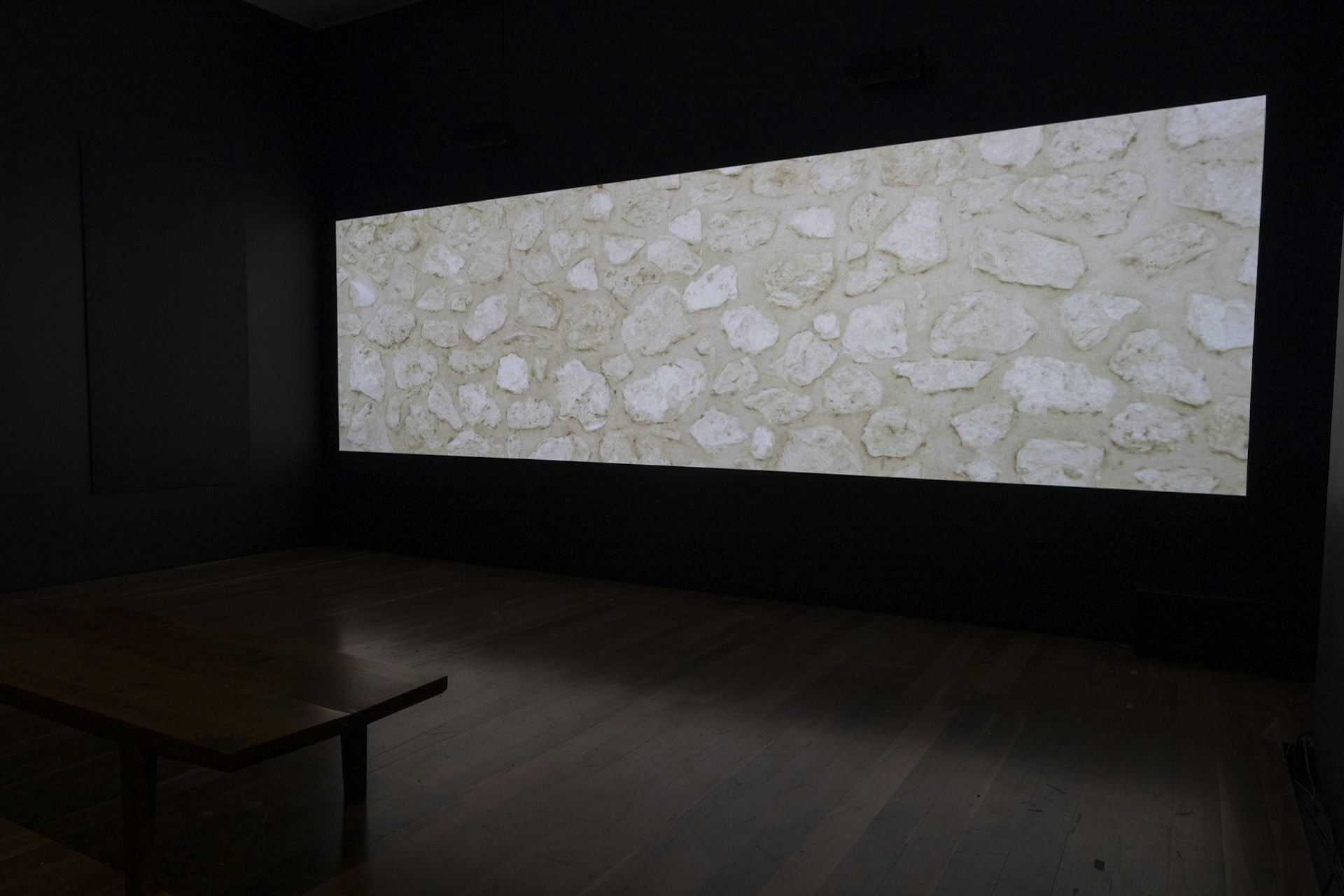A video projection of rocks.