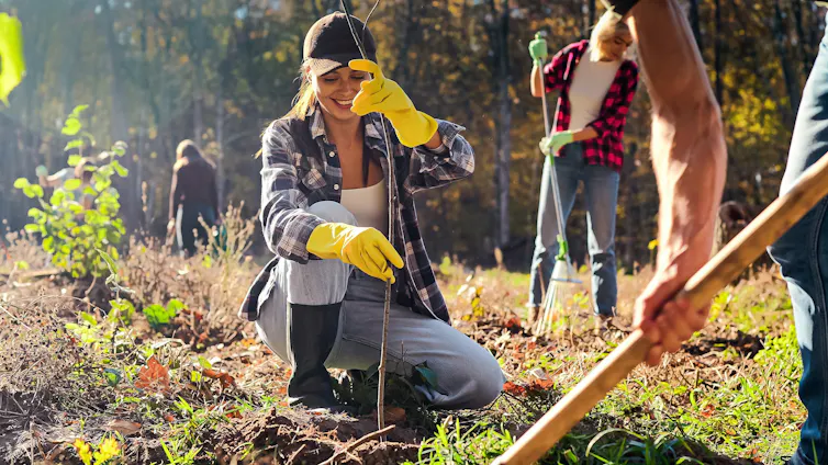 Woman planting tree.