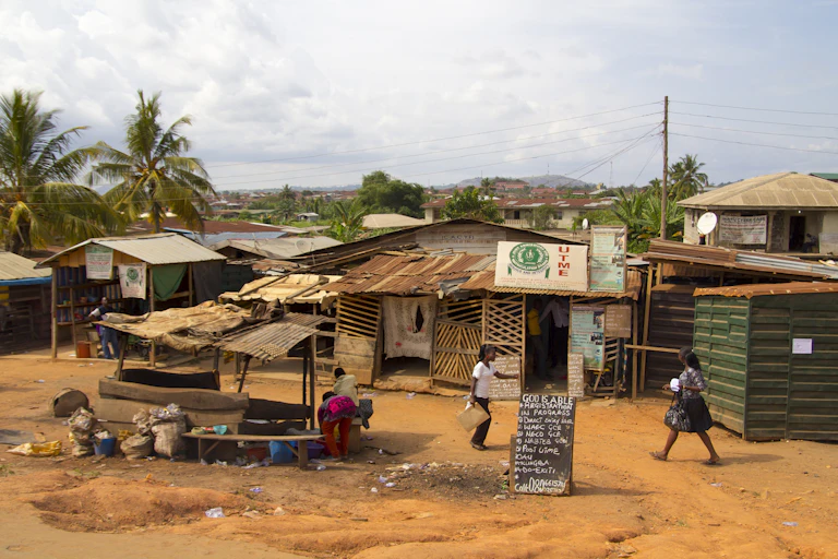 Dusty streets in informal settlement