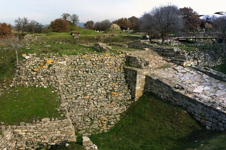The remains of a building's foundation