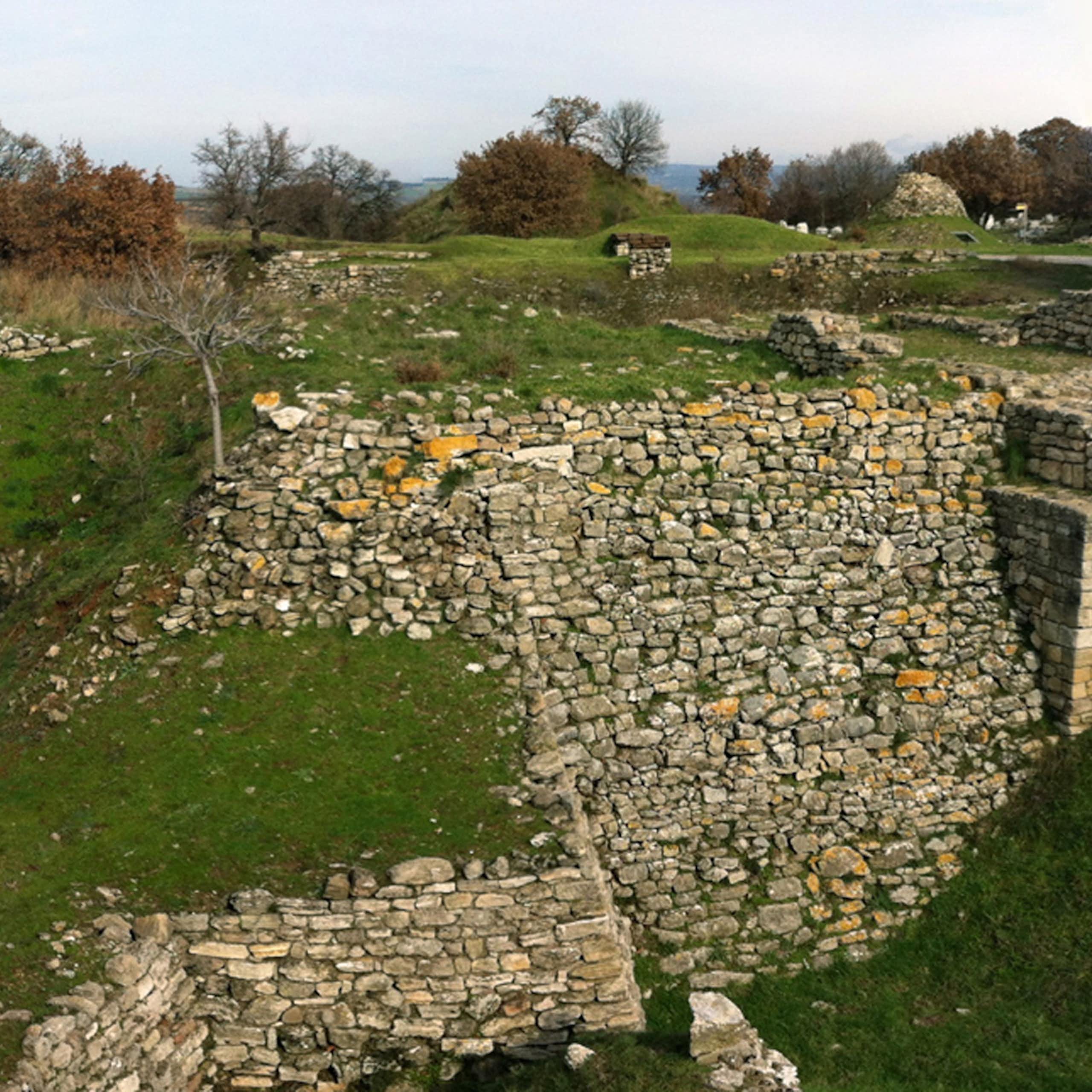 The remains of a building's foundation