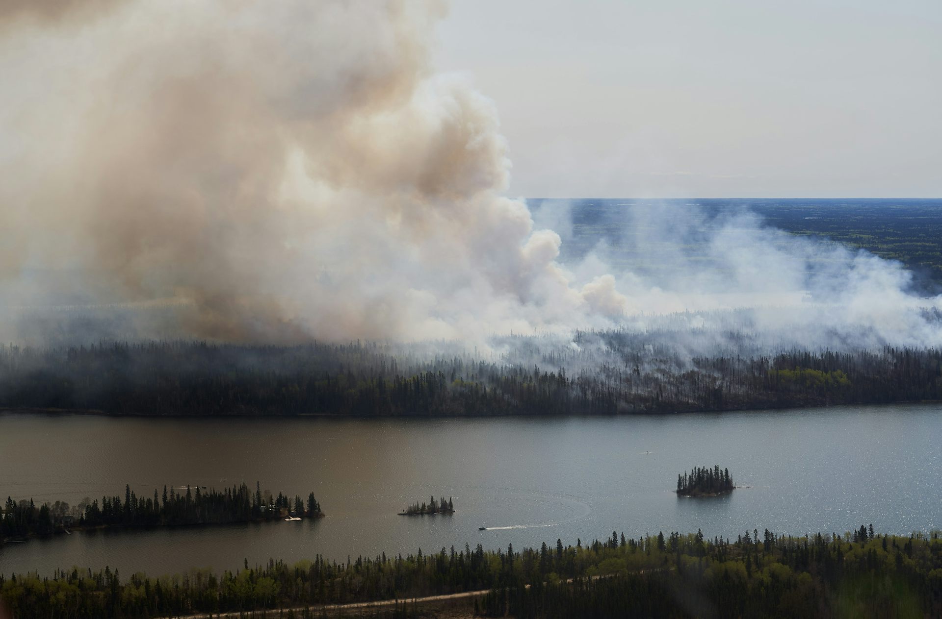 Una gran foto de aire de corcho de un humo blanco que se eleva desde el área del bosque