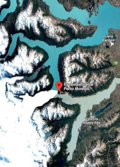 Map of glacier and lake