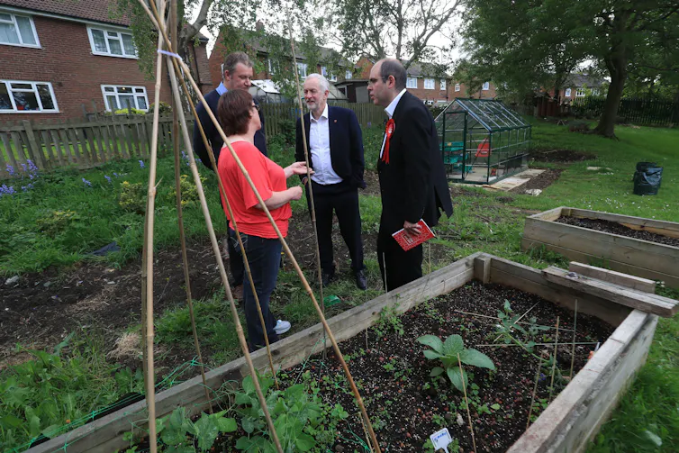 People stood in an allotment