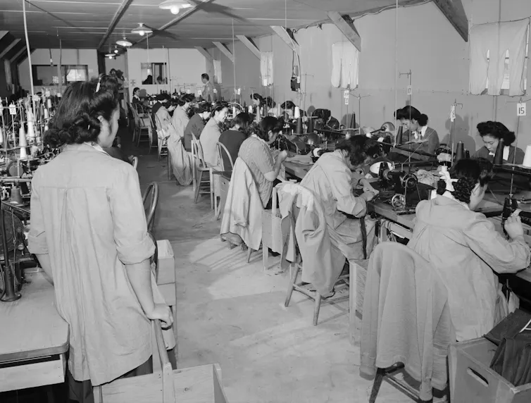 Japanese-American women in one of the internment camps in the US during WWII.