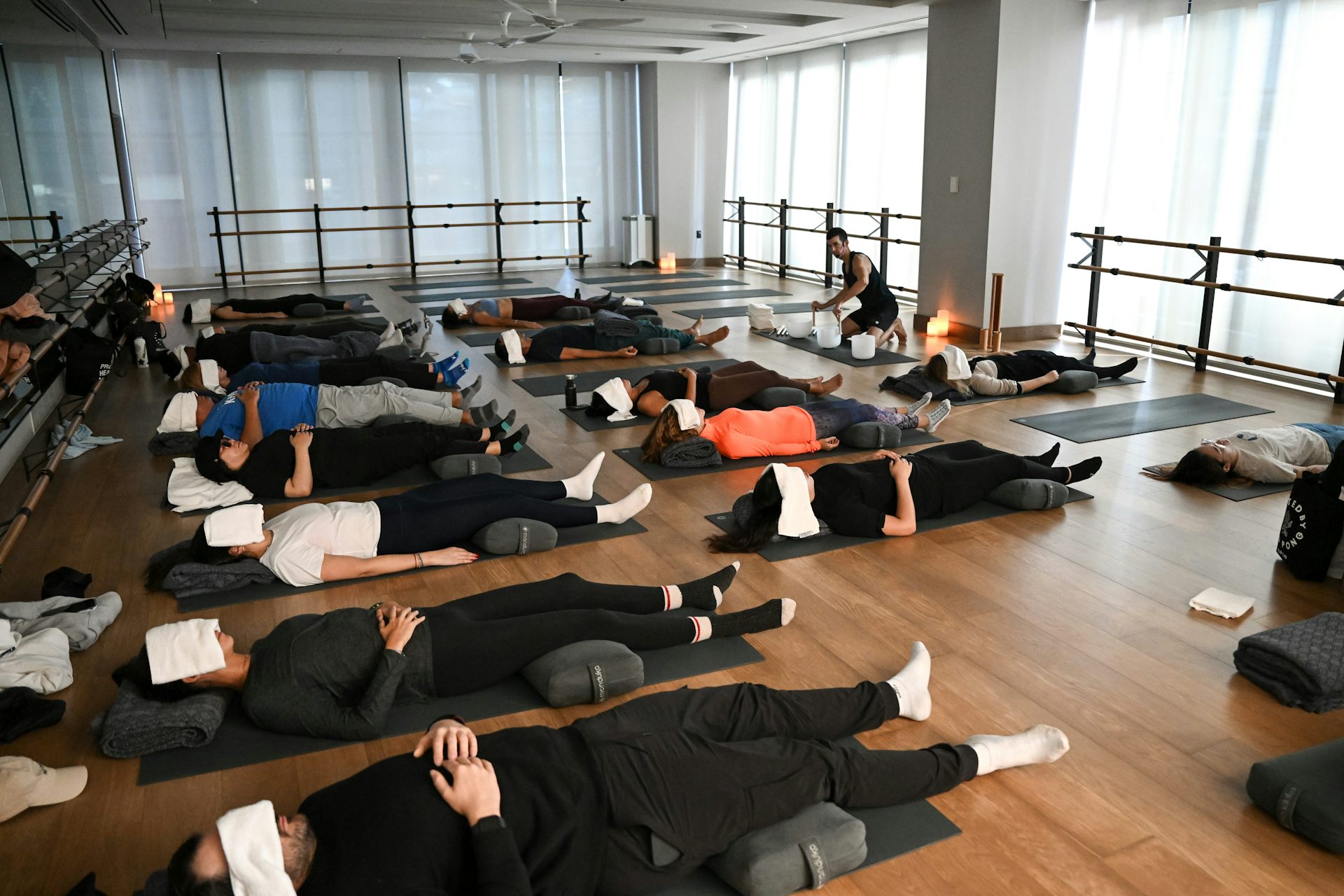 A group of people in a fitness class