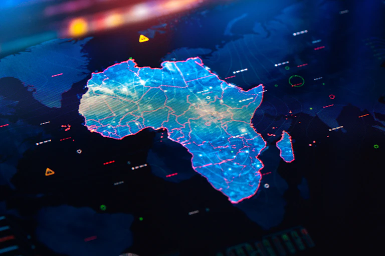Graphic illustration of map of Africa