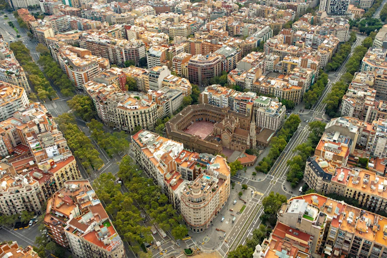 Calles de una ciudad con árboles