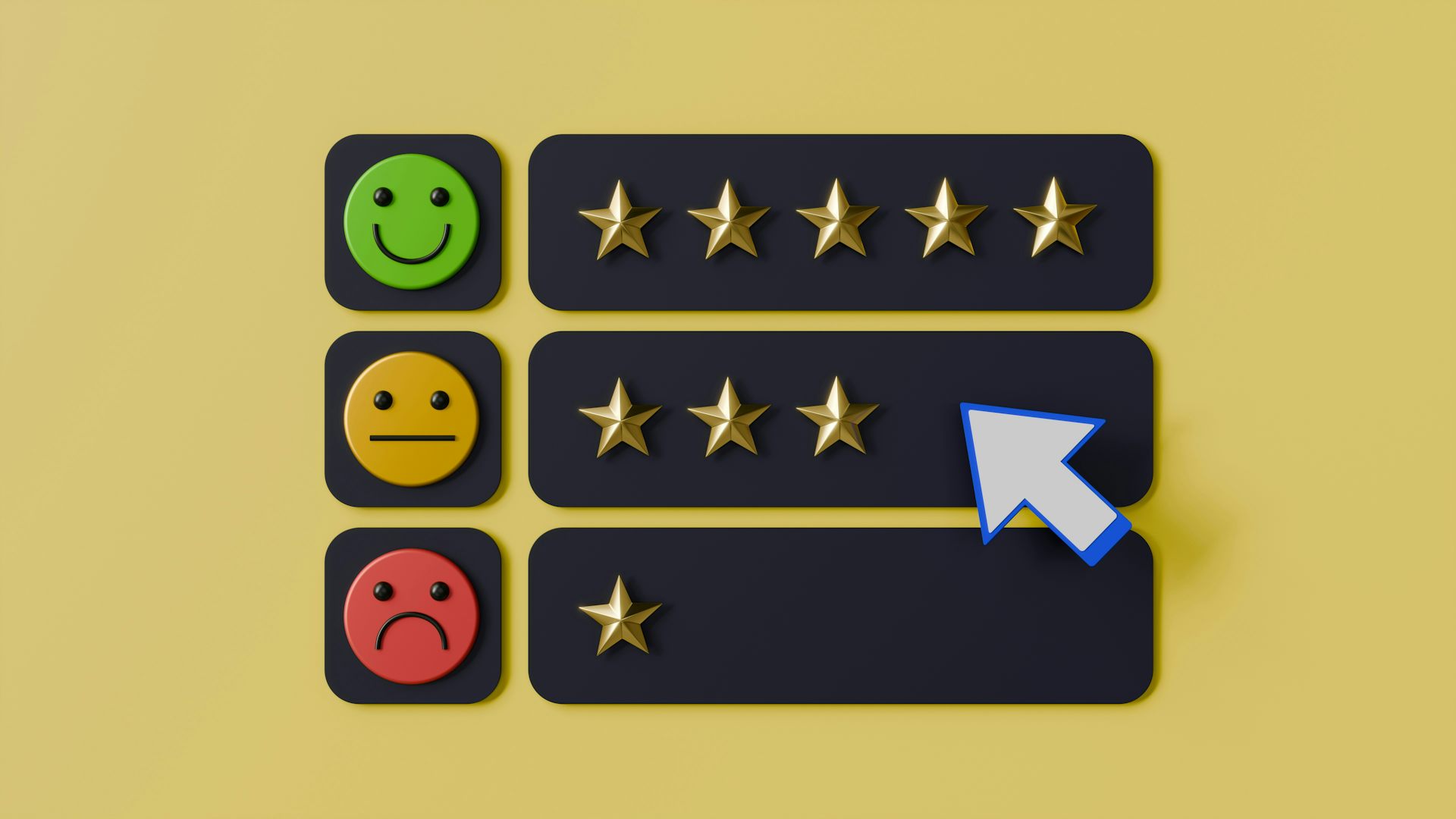 three rows of stars and emoticons