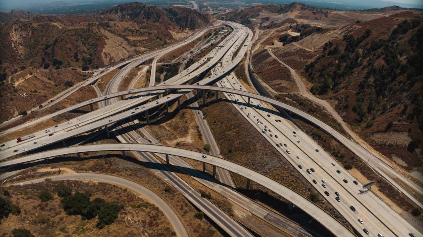 Freeways in LA from the air.