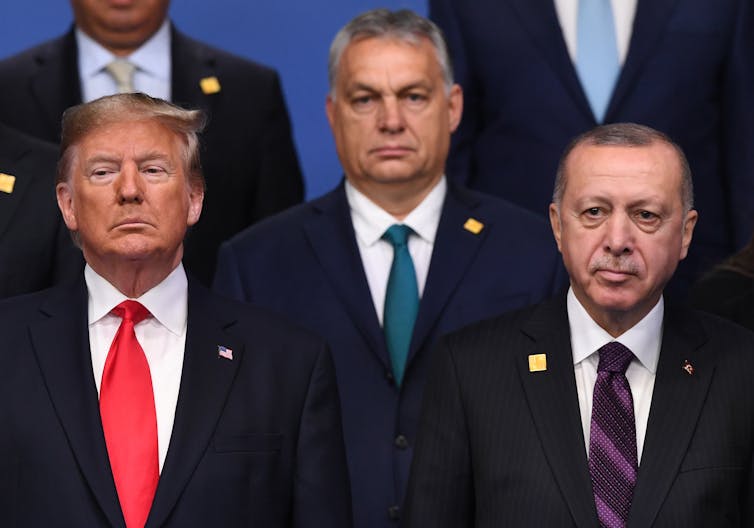 US presidents have at all times used transactional international coverage – however Trump does it otherwise 1 Donald Trump standing alongside Viktor Orbán and Recep Tayyip Erdoğan.