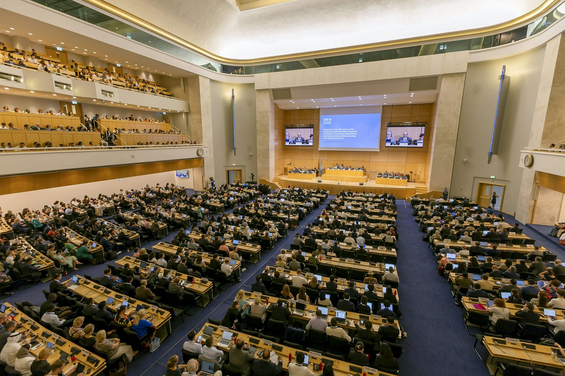 A large hall filled with delegates.